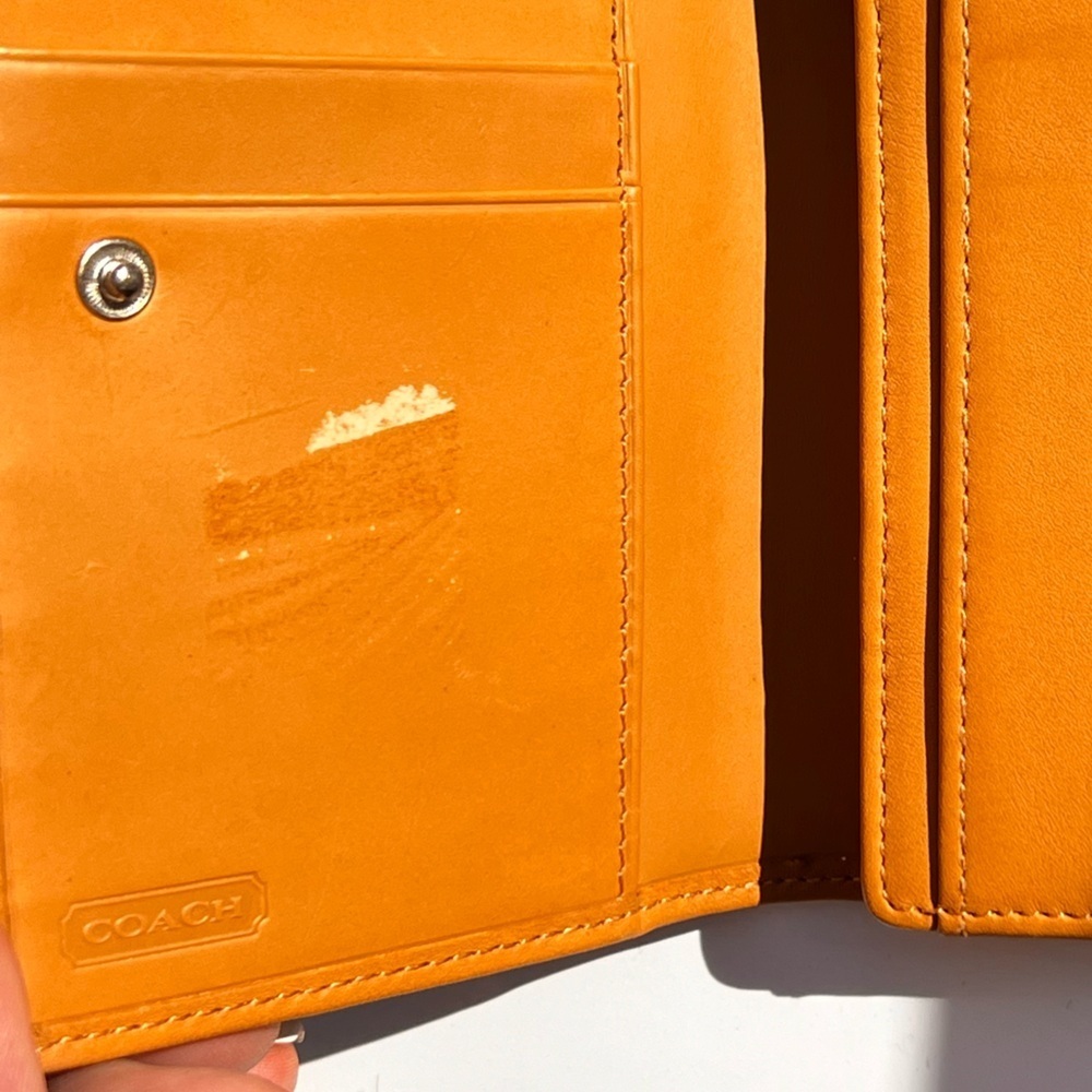 Coach Orange brown butter leather bifold wallet Leather Wallet - Picture 7 of 11